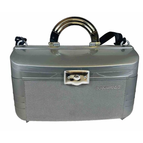 Cosmepak Organizer Travel Case Gray/Silver Cosmetic Case With Mirror 14”x8”x8” - Picture 1 of 9